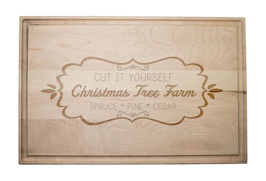 17&#x22; Cut it Yourself Christmas Tree Farm Maple Cutting Board